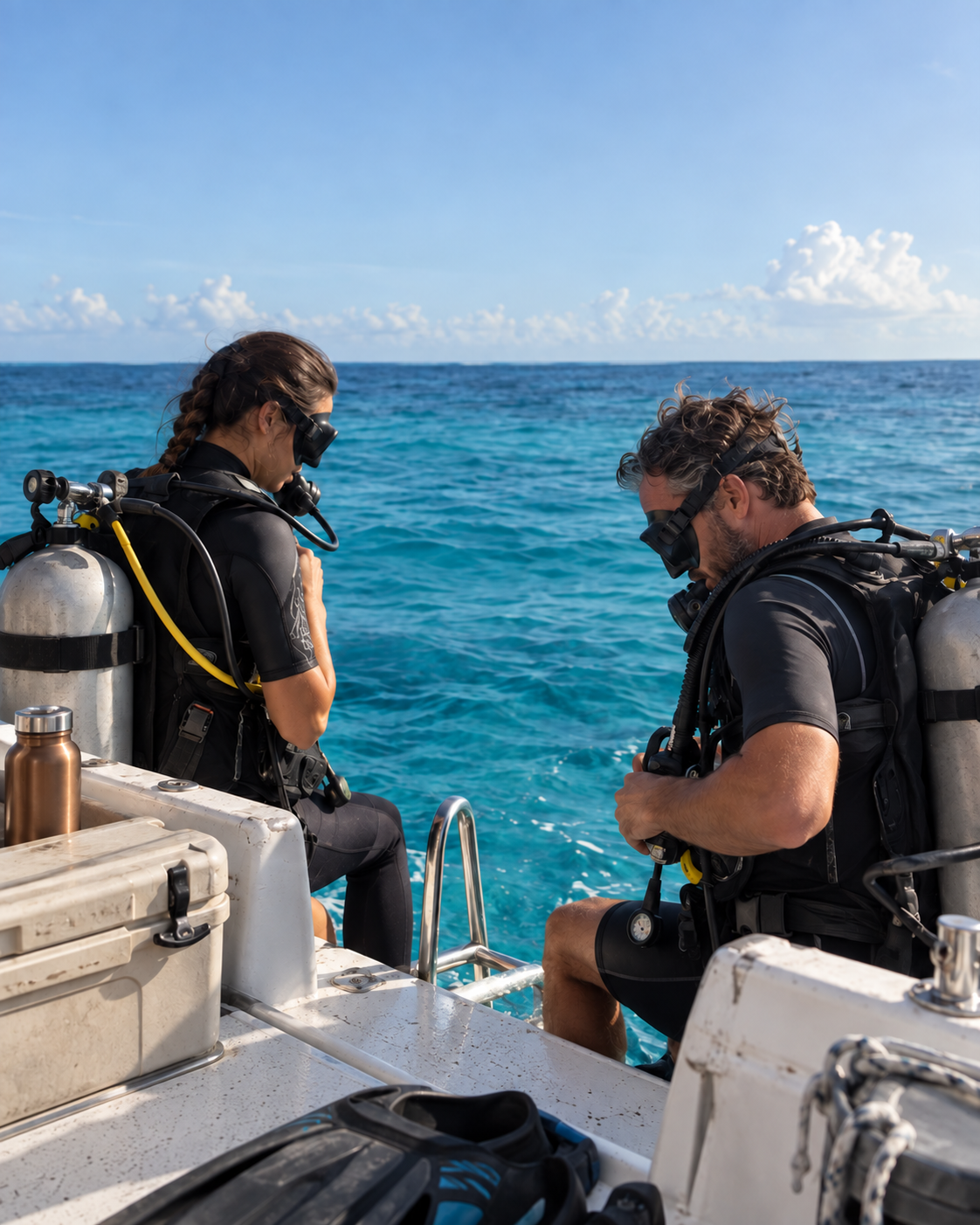 Certified diver on a two-tank scuba diving day in Cozumel